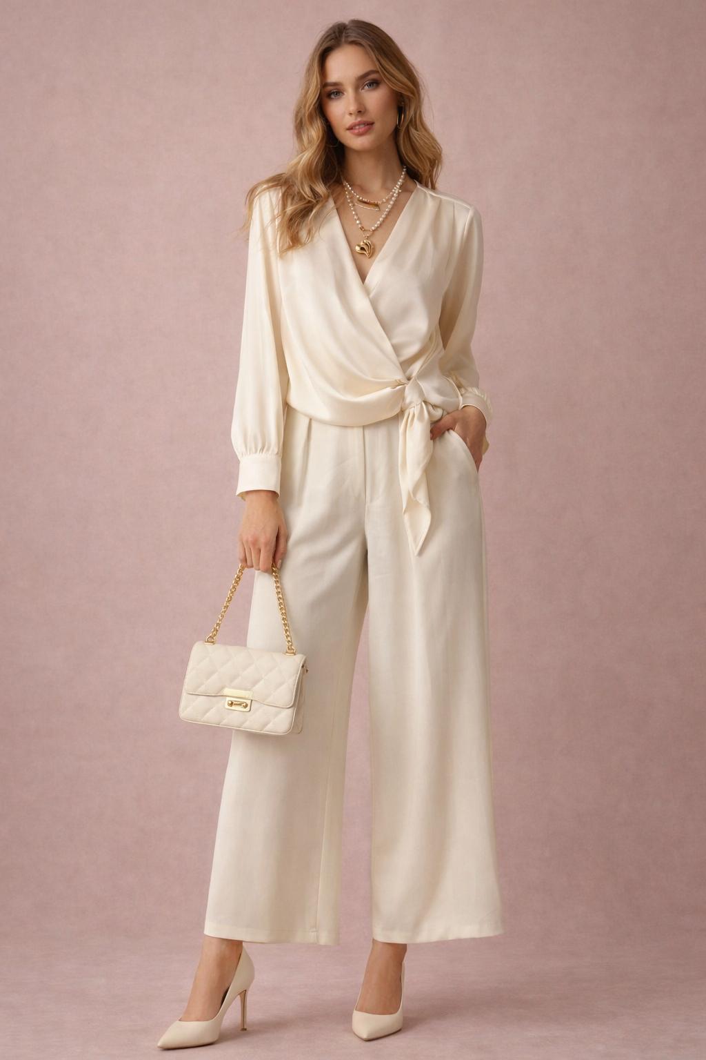 Camicia in seta beige