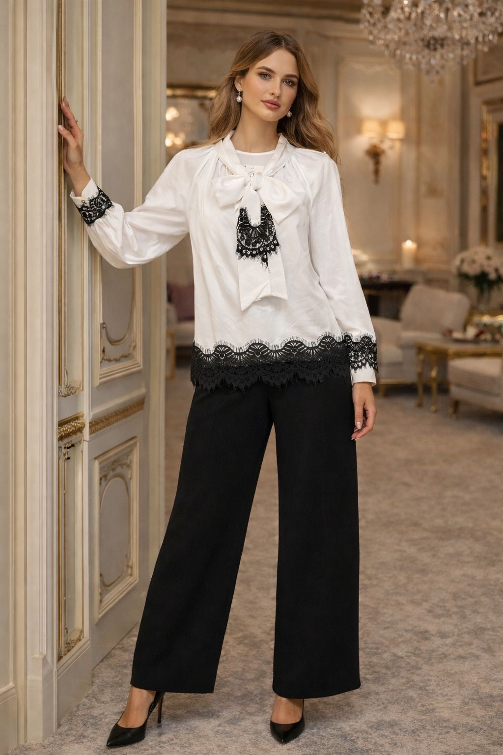 Camicia con dettagli in pizzo