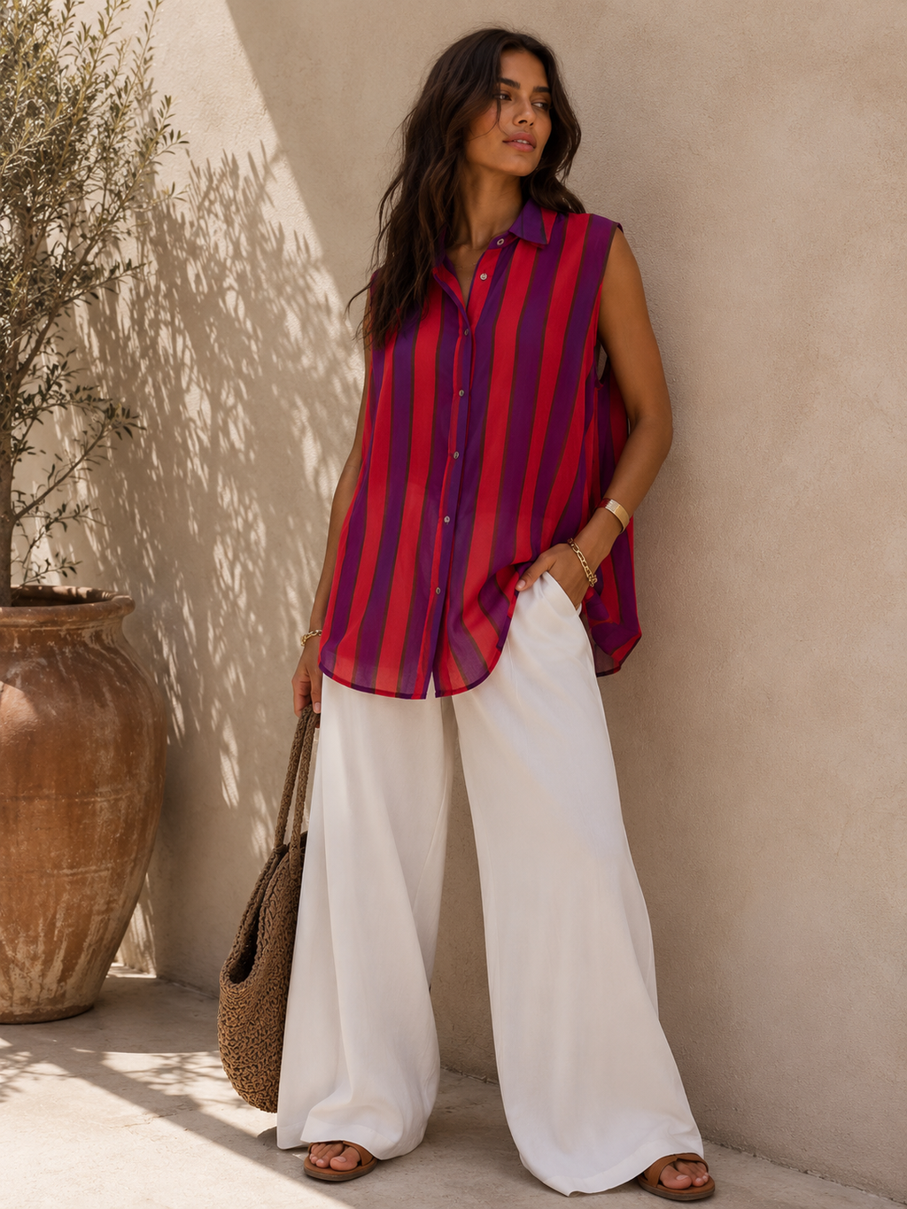 Camicia Smanicata a Righe